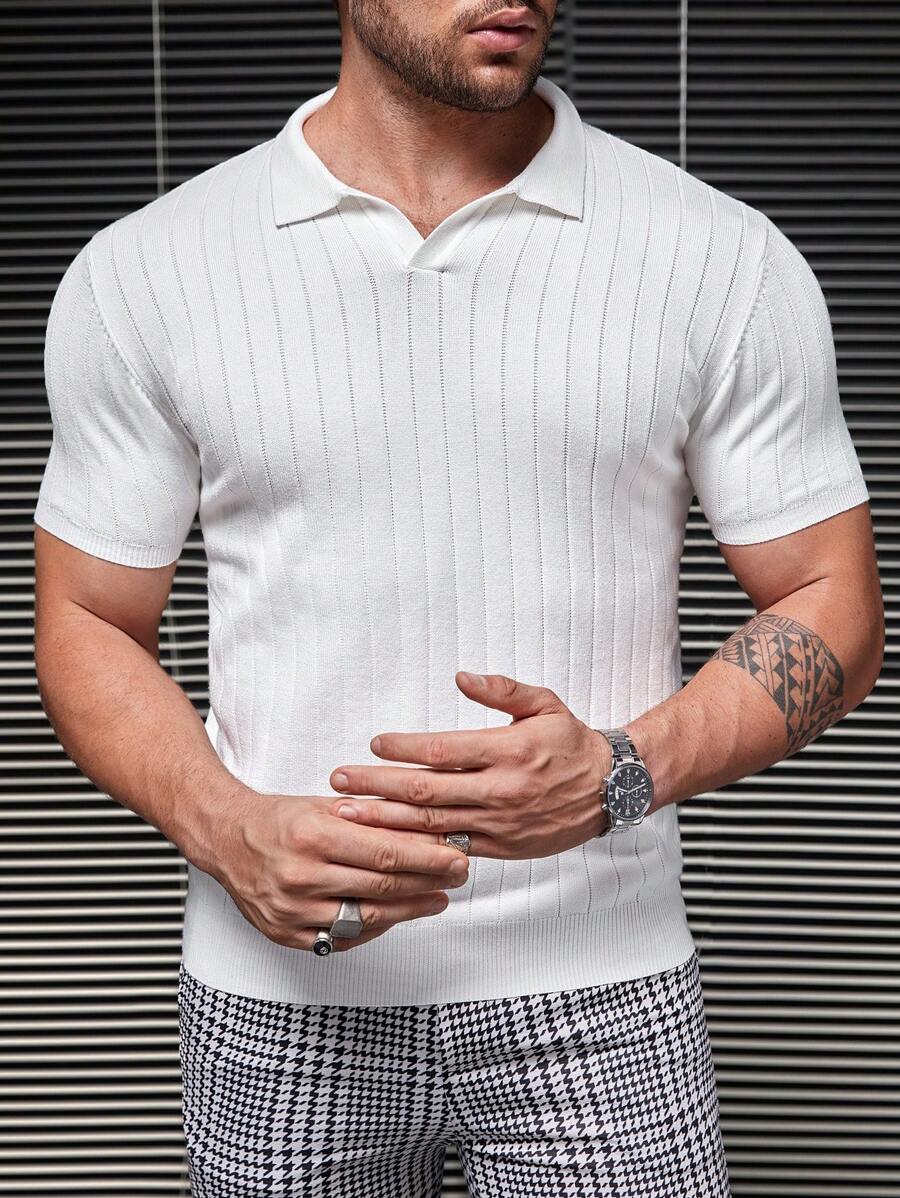 GENTILAND Men Solid Ribbed Knit Top