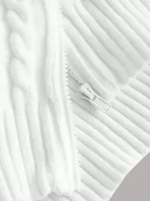 Muchica Xoắn Dan Cổ giả Dây kéo Áo len Mở - trắng - Xem 3