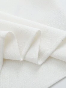 休閒羅紋針織純色女士T恤 - 白色 - 查看 6