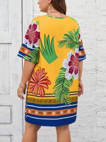 EMERY ROSE Plus Size Floral Print Tunic Dress - Multicolor - View 2
