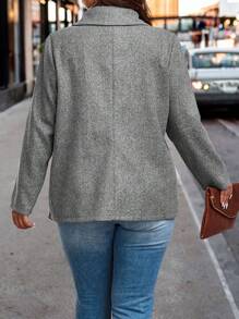 Calvaya Plus Waterfall Collar Open Front Coat - Grey - View 2