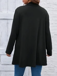 SHEIN LUNE Plus Buckle Front Coat - Black - View 2