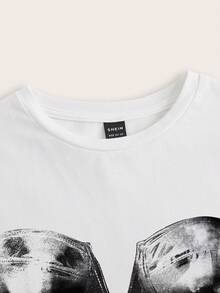 SHEIN ICON 標語圖案T恤 - 白色 - 查看 5