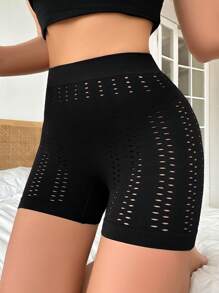 鏤空高腰塑形短褲 - 彩色 - 查看 7