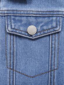 SHEIN 男大童翻蓋口袋牛仔夾克 - 中等水洗藍 - 查看 6