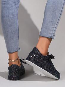 Chaussures de sport/baskets décontractées à la mode pour femmes en automne/hiver - Noir - Voir 2