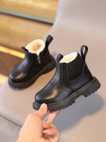 嬰兒靴子,復古風格,多用途短孩子們靴子 - 黑色 - 查看 1