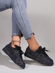 Chaussures de sport/baskets décontractées à la mode pour femmes en automne/hiver - Noir - Voir 5