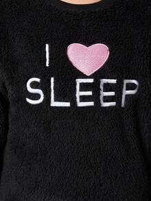 Tween Girl Letter & Plaid Print PJ Set - Multicolor - View 5