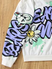 青少年女孩字母圖案連帽衫和運動褲 - 彩色 - 查看 5