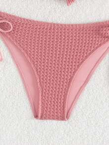 Knot Front Push Up Bikini Set - Dusty Pink - View 6