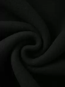 男士秋冬翅膀印花保暖宽松连帽休闲卫衣 - 黑色 - 查看 6