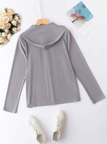 SHEIN Unity 大碼翻蓋口袋半拉鏈連帽T恤