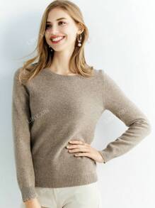 100% Laine Mérinos Femme Pull Chaud Doux Basique Sweat-shirt