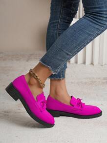 Women's Thick-Soled Flat Shoes With Tassels And Big Bows Pink Loafers Casual Flat Shoes For Valentine's Day Valentines