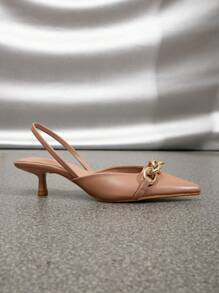 Fall/Winter Women's Elegant And Simple Patent Leather High Heels With A Shiny Buckle, Elegant, Party,Kitten Heels - Bronze - View 6