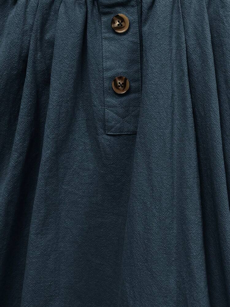Paperbag Waist Hidden Pocket Button Detail Skirt,Casual