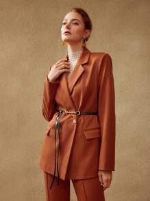 MOTF PREMIUM VISCOSE WOOL-BLEND BLAZER - Brown - View 6