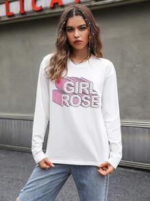 SHEIN Unity 字母圖案落肩T恤 - 白色 - 查看 6