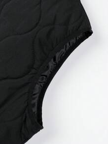 Manfinity Hypemode 1件男士寬鬆鈕扣背心棉絨夾克 - 黑色 - 查看 4