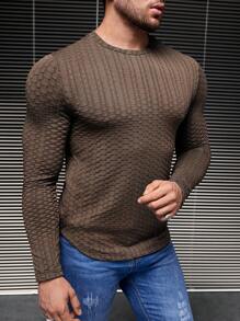 GENTILAND 男士素色圓領T恤 - 摩卡棕 - 查看 1