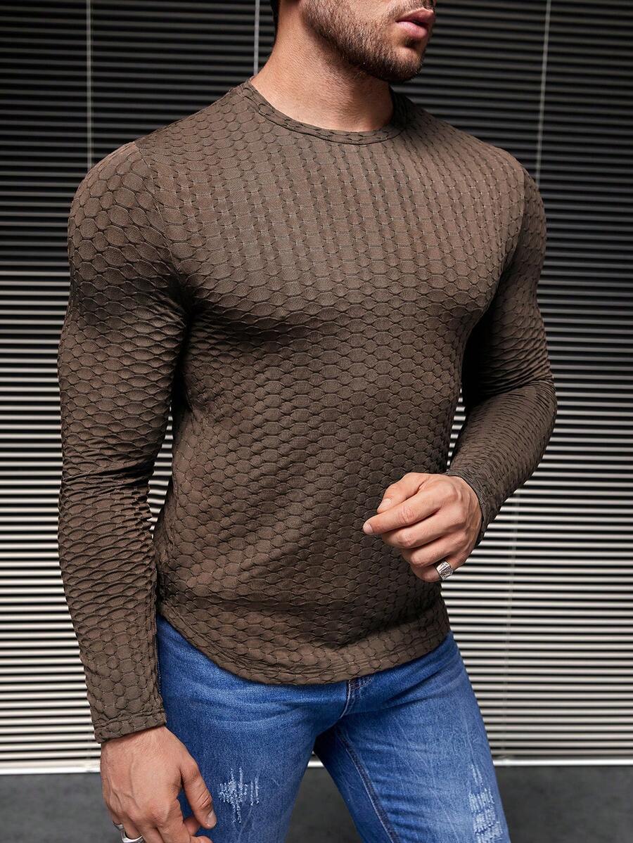 GENTILAND 男士素色圓領T恤 - 摩卡棕 - 查看 1