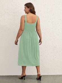 SHEIN BASICS Plus Split Thigh Cami Dress - Mint Green - View 2