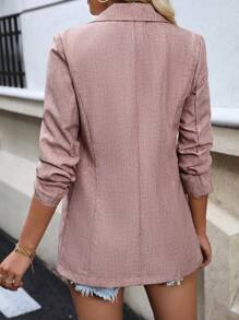 SHEIN Clasi Peak Collar Single Button Blazer - Redwood - View 2