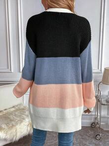 SHEIN LUNE Cárdigan drop shoulder de bloques de color - Multicolor - Ver 2