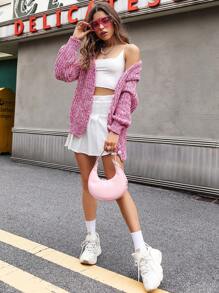 SHEIN Unity Marled Knit Raglan Sleeve Cardigan Fall Cloth For Women - Multicolor - View 5