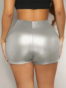 SHEIN SXY 褶邊圍裹裙裤 - 銀色 - 查看 2