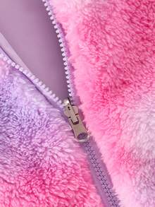 SHEIN Tween Girl 1pc Tie Dye Hooded Reversible Jacket - Purple - View 7