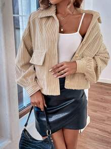 Chiquease Túi có nắp Thả vai Áo khoác - Màu be - Xem 4