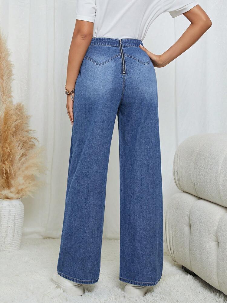 Lace Up Front Wide Leg Jeans