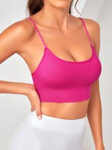 Crisscross Back Sports Bra - Hot Pink - View 2