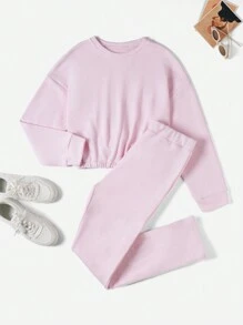 RueChic Tween Girl Solid Pullover & Leggings - Baby Pink - View 1