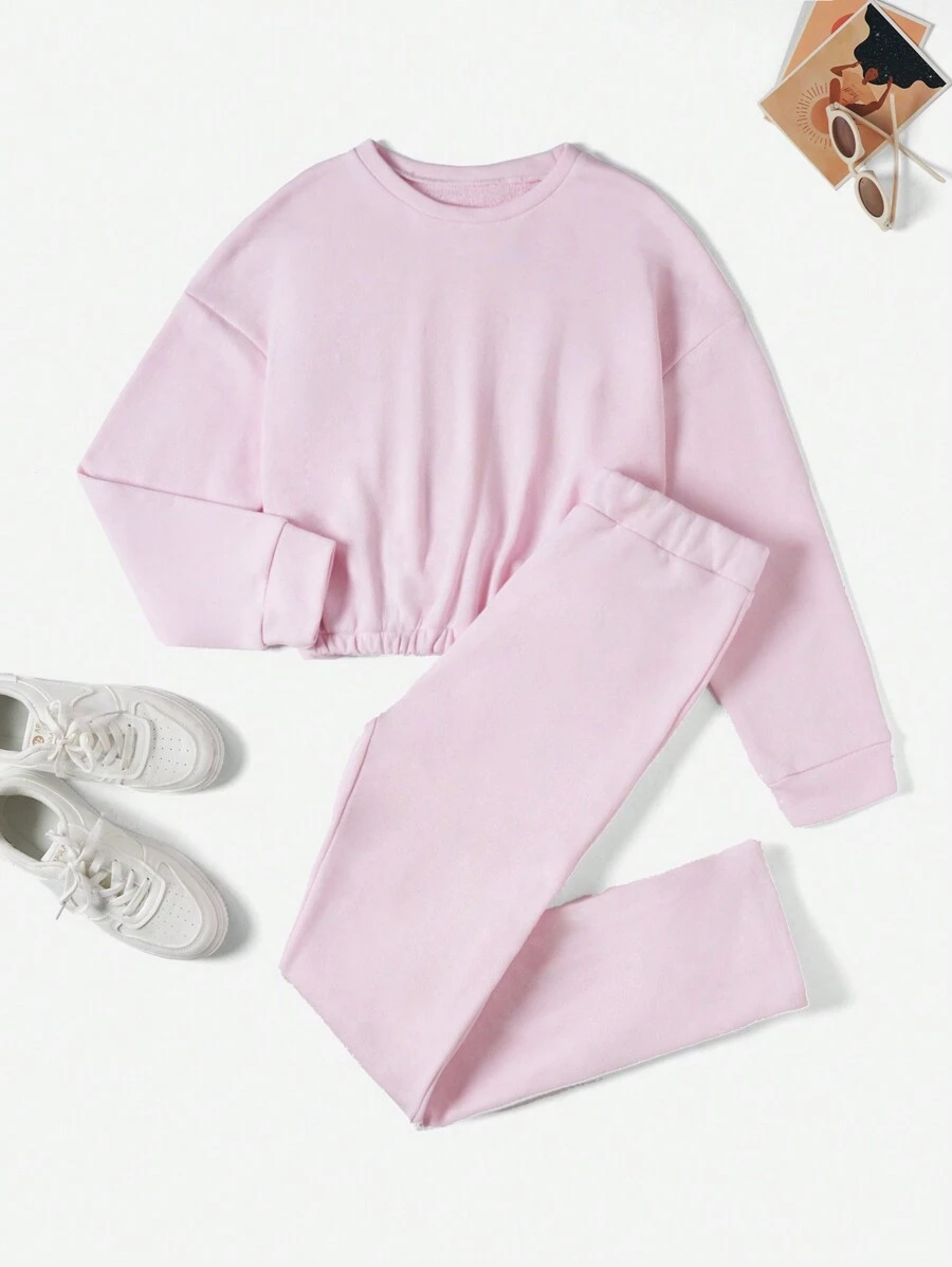 RueChic Tween Girl Solid Pullover & Leggings - Baby Pink - View 1
