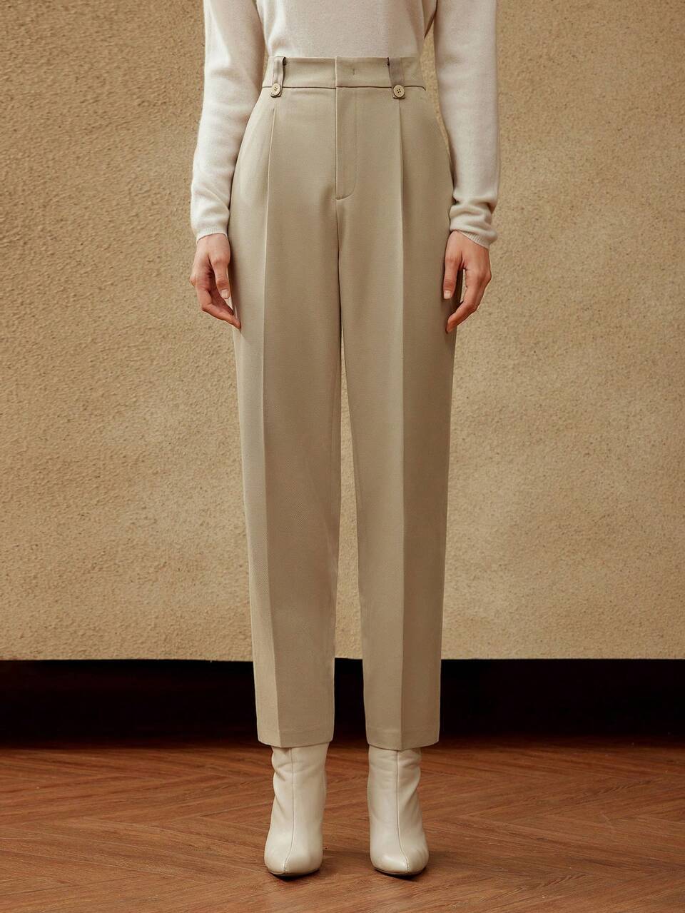 TAPERED WOOL-BLEND SUIT PANTS