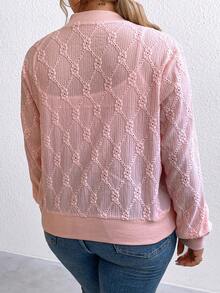 Calvaya Hơn Dây kéo Áo khoác bomber - Hồng - Xem 2