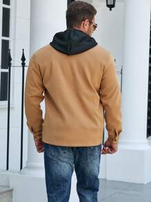 Manfinity Homme Hombres talla grande Cazadora con parche de bolsillo con botón - Camel - Ver 2