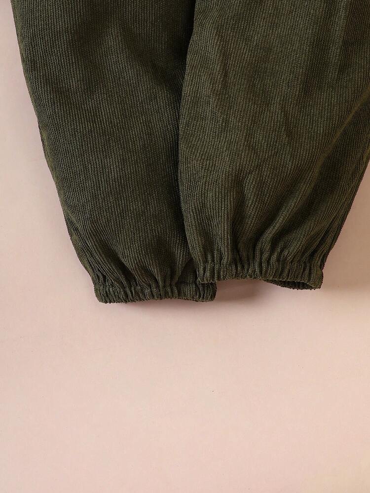 SHEIN 女小童汽車和字母圖案衛衣和褲子 - 綠色 - 查看 7