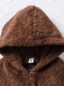 SHEIN Tween Girl Letter Embroidery Teddy Hoodie