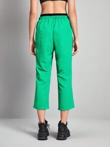 In My Nature 字母圖案口袋貼布戶外長褲 - 綠色 - 查看 2