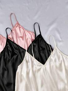 SilkySpell Plus 6pcs Solid Satin PJ Set / Pajama Set - Multicolor - View 3