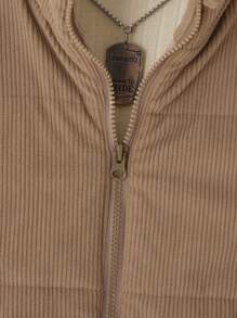 Teen Girl 1pc Zip Up Vest Padded Coat - Khaki - View 6