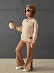 SHEIN Young Boy Split Hem Knit Pants