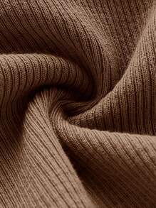 SHEIN ICON 女式無肩帶純色時尚針織上衣 - 棕色 - 查看 3