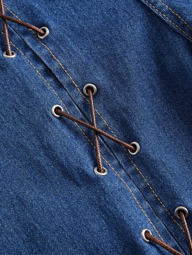 Lace Up Front Flare Leg Jeans