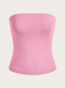 Sweetina Top tubo casual y sólido para el verano