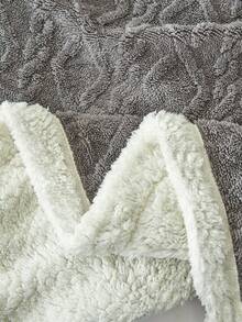 1pc Winter Bohemian Pattern Polyester Velvet Sheepskin Blanket Bedspread, Dark Grey - Dark Grey - View 4